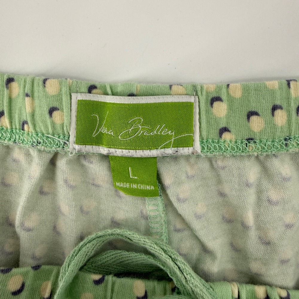 Vera Bradley Womens Pajama Set Green Polka Dot Tank Top Shorts Sz L Cotton Blend - Picture 7 of 8